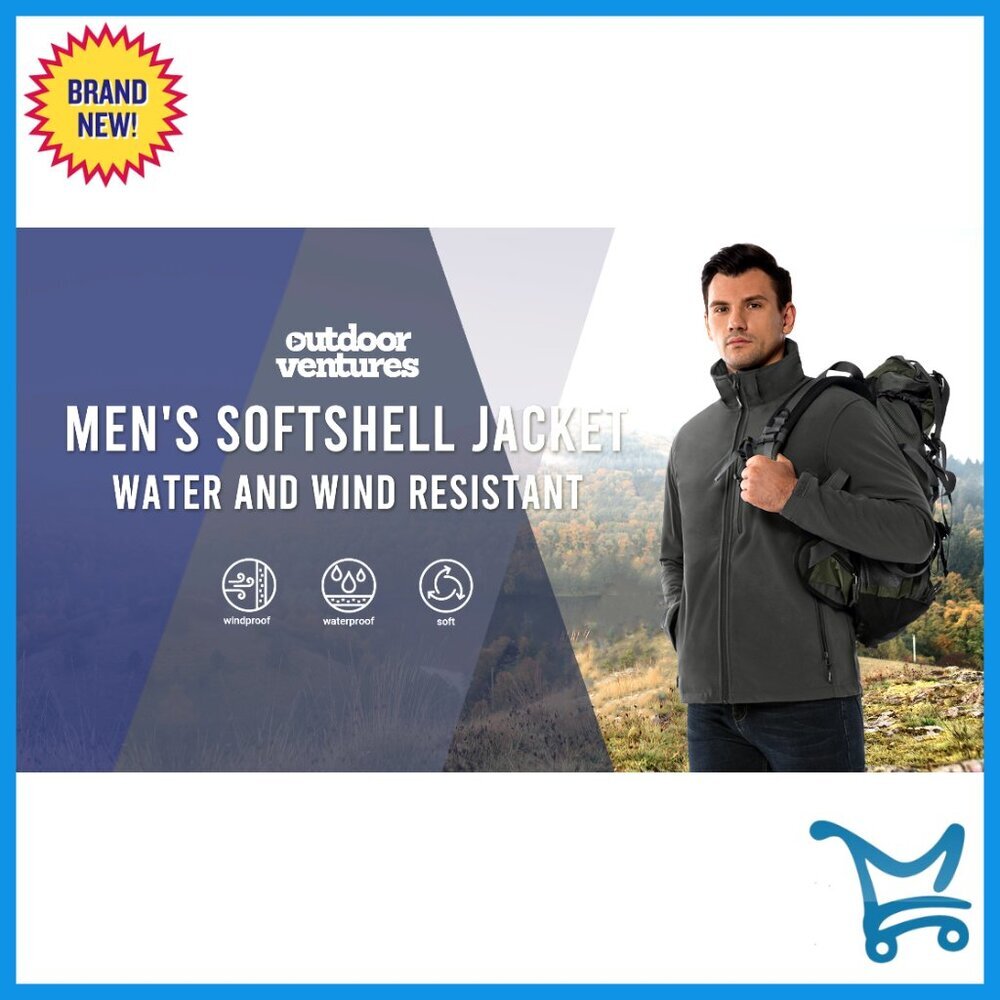 Men's Lightweight Softshell Jacket Fleece Lined Hooded Water Resistant - Picture 6 of 6
